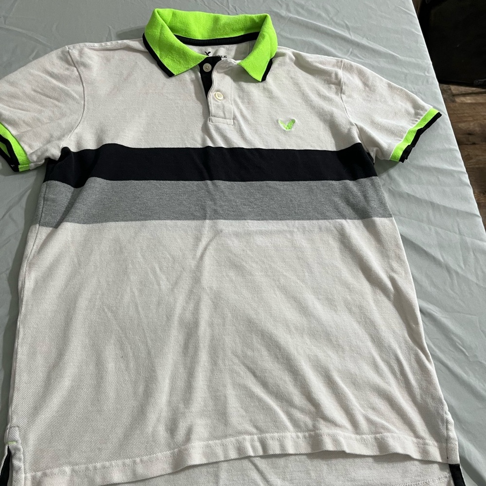 American Eagle M Men's Polo Shirt with Neon Green Accents